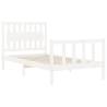 White Solid Wood Bed Frame with Headboard 100x200 cm