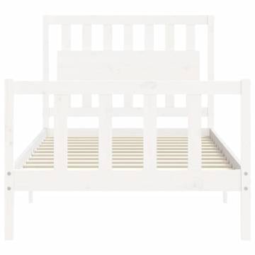 White Solid Wood Bed Frame with Headboard 100x200 cm