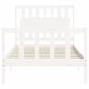 White Solid Wood Bed Frame with Headboard 100x200 cm