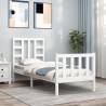 Bed Frame with Headboard White Small Single Solid Wood Colour white Size 75 x 190 cm 