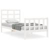 Solid Pine Wood Bed Frame with Headboard - Small Single White