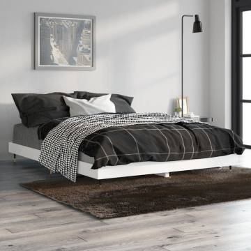 Stylish White Bed Frame 135x190 cm - Durable Engineered Wood