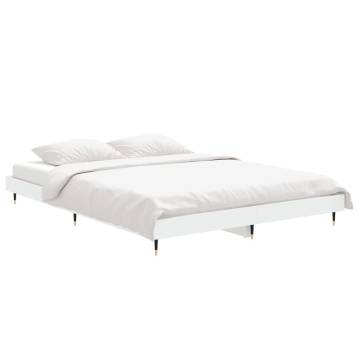 Stylish White Bed Frame 135x190 cm - Durable Engineered Wood