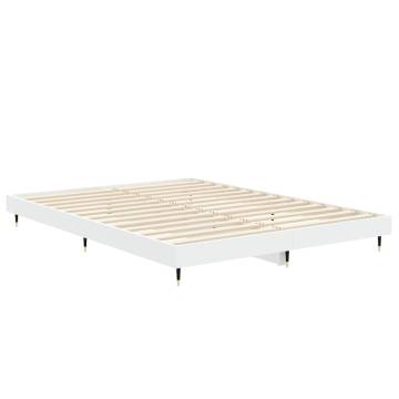 Stylish White Bed Frame 135x190 cm - Durable Engineered Wood