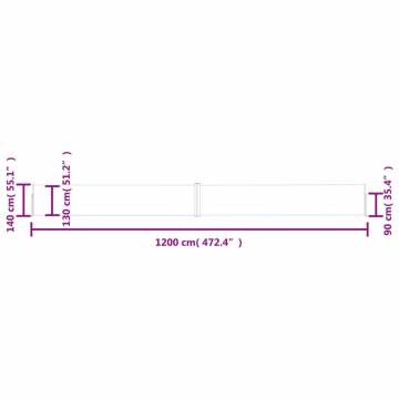 Patio Retractable Side Awning 140x1200 cm - Cream | HiPoMarket