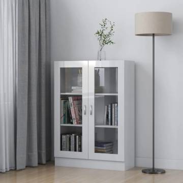 High Gloss White Vitrine Cabinet - 82.5x30.5x115 cm