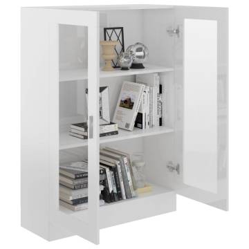 High Gloss White Vitrine Cabinet - 82.5x30.5x115 cm