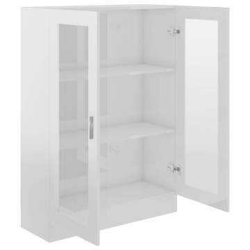 High Gloss White Vitrine Cabinet - 82.5x30.5x115 cm