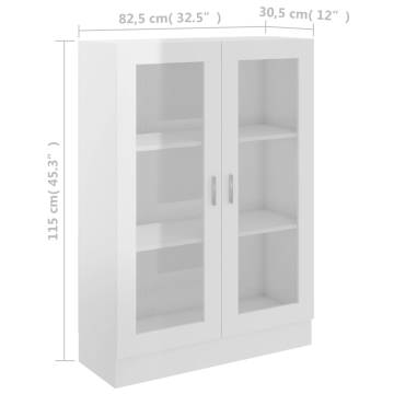 High Gloss White Vitrine Cabinet - 82.5x30.5x115 cm