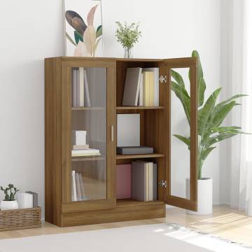 Brown Oak Vitrine Cabinet - Stylish Storage Solution | Hipo Market