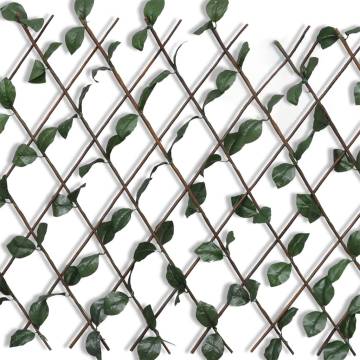 Willow Trellis Fence with Artificial Leaves - 180x90 cm - 5 pcs