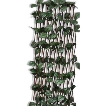 Willow Trellis Fence with Artificial Leaves - 180x90 cm - 5 pcs