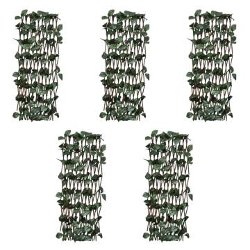 Willow Trellis Fence with Artificial Leaves - 180x90 cm - 5 pcs