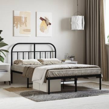 Metal Bed Frame with Headboard Black 120x200 cm - Hipomarket