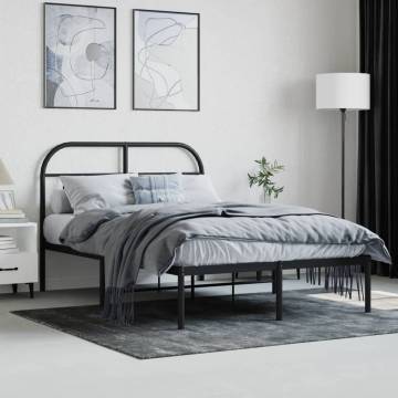 Metal Bed Frame with Headboard Black 120x200 cm - Hipomarket