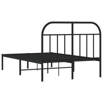 Metal Bed Frame with Headboard Black 120x200 cm - Hipomarket