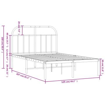 Metal Bed Frame with Headboard Black 120x200 cm - Hipomarket