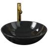 Stylish Black Tempered Glass Bathroom Sink with Tap & Drain