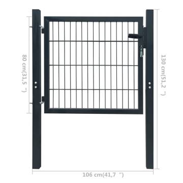 2D Fence Gate (Single) Anthracite Grey - 106 x 130 cm