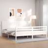 White Bed Frame with Headboard | Solid Wood 200x200 cm