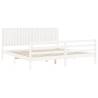 White Bed Frame with Headboard | Solid Wood 200x200 cm