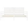 White Bed Frame with Headboard | Solid Wood 200x200 cm