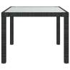 Garden Table 90x90cm - Tempered Glass & Poly Rattan - Black