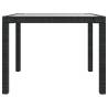 Garden Table 90x90cm - Tempered Glass & Poly Rattan - Black