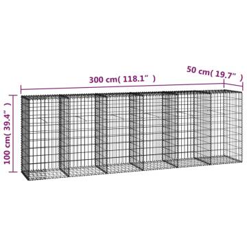 Gabion Wall with Covers - Galvanised Steel 300x50x100 cm