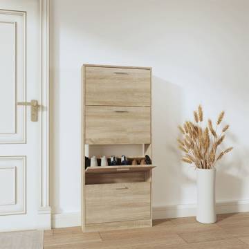 Shoe Cabinet Oak 59x17x150 cm - Stylish Storage Solution