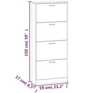 Shoe Cabinet Oak 59x17x150 cm - Stylish Storage Solution