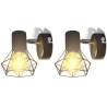 2 Black Industrial Wire Frame Wall Sconces with LED Bulbs