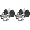 2 Black Industrial Wire Frame Wall Sconces with LED Bulbs