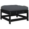 Black Pine Garden Footstool with Cushion for Outdoor Comfort