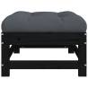 Black Pine Garden Footstool with Cushion for Outdoor Comfort