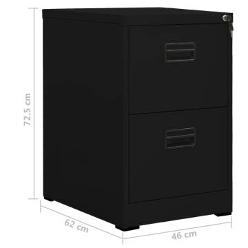 Filing Cabinet Black 46x62x72.5 cm - Durable Steel Office Storage