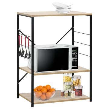 Microwave Cabinet Black and Oak - 60x39.6x79.5 cm | Hipo Market