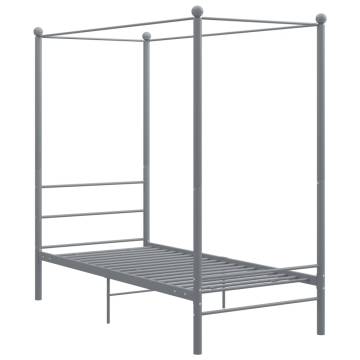 Canopy Bed Frame Grey Metal 90x200 cm - Stylish & Durable