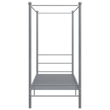 Canopy Bed Frame Grey Metal 90x200 cm - Stylish & Durable