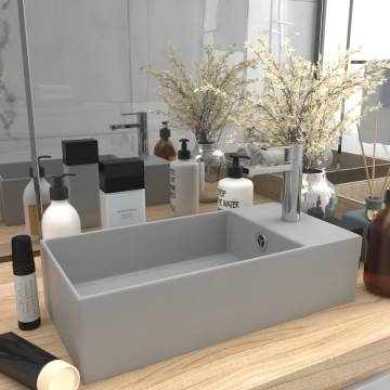 Stylish Light Grey Bathroom Sink with Overflow - Hipomarket