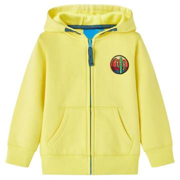 Kids' Hooded Sweatshirt with Zip - Light Yellow, Size 140