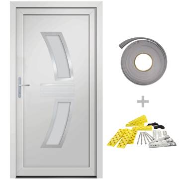 Front Door White 108x200 cm PVC - Secure & Elegant Entrance