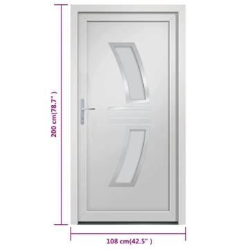 Front Door White 108x200 cm PVC - Secure & Elegant Entrance