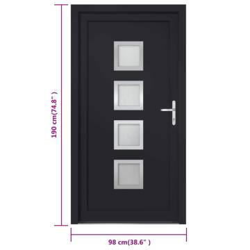 Front Door Anthracite 98x190 cm PVC - Durable & Secure Design