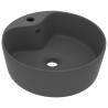 Luxury Dark Grey Ceramic Wash Basin with Overflow - 36x13 cm