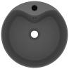 Luxury Dark Grey Ceramic Wash Basin with Overflow - 36x13 cm