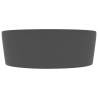 Luxury Dark Grey Ceramic Wash Basin with Overflow - 36x13 cm