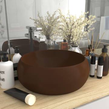 Luxury Round Matt Dark Brown Wash Basin - 40x15 cm Ceramic