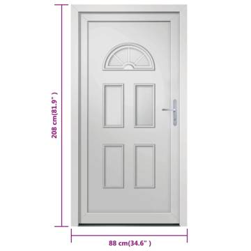 Front Door White 88x208 cm PVC - Secure & Elegant Entrance