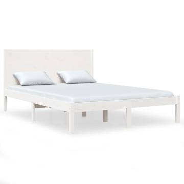 White Solid Pine Bed Frame 140x200 cm - Hipomarket